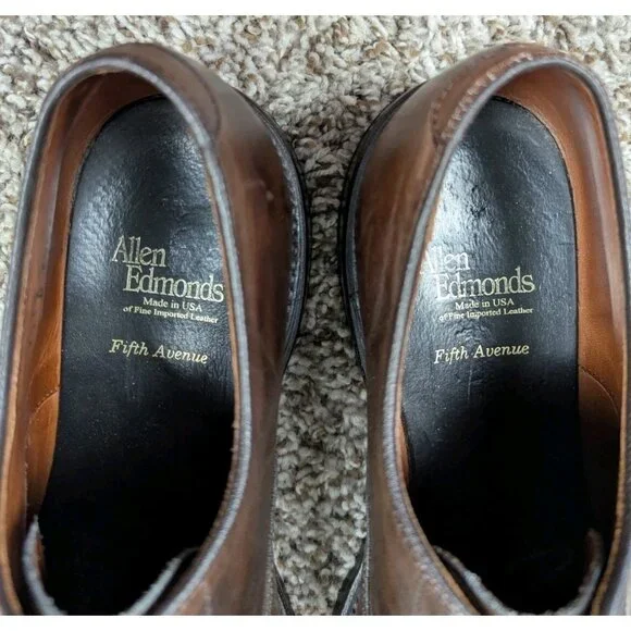 Allen Edmonds Fifth Avenue Leather Cap Toe Oxford Dress Shoes Men's 9 D Brown